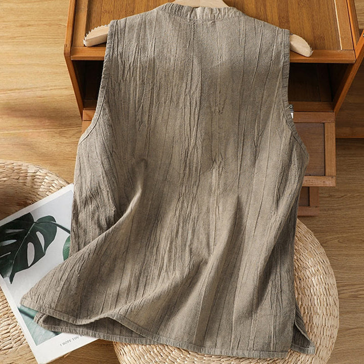 Buddha Stonesレトロフロッグボタンデザイン レディース コットン ノースリーブベスト - image 19