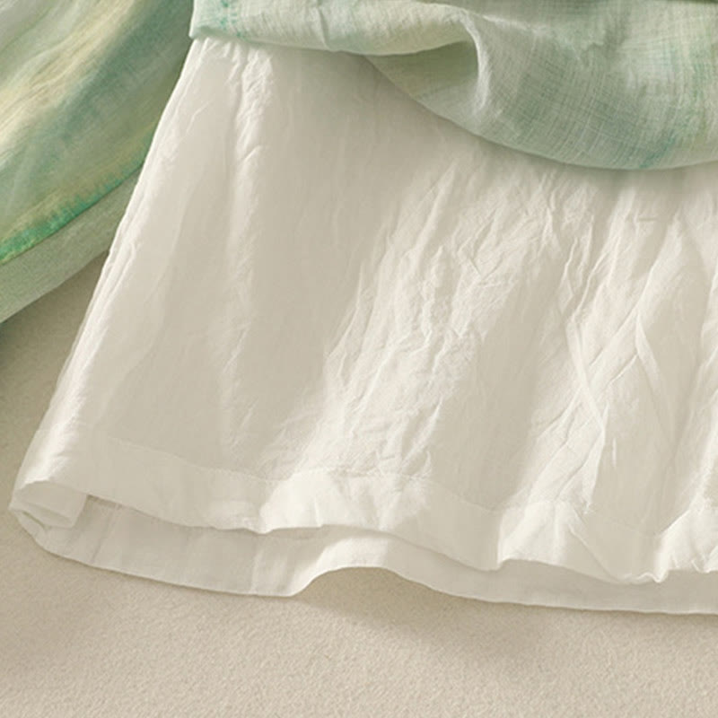 Buddha Stones 7-8丈 伸縮性ウエスト レディース ワイドレッグ コットンリネン パンツ ポケット付き - image 7