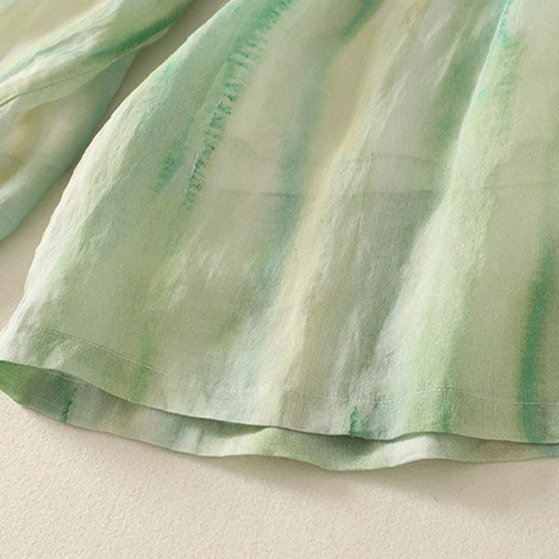 Buddha Stones 7-8丈 伸縮性ウエスト レディース ワイドレッグ コットンリネン パンツ ポケット付き - image 6