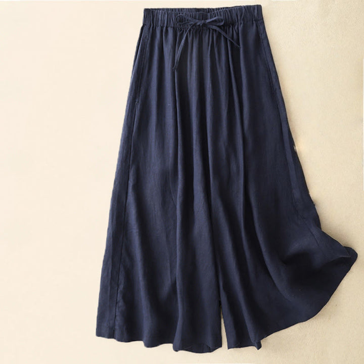 Buddha Stonesサマー エラスティックウエスト レディース カプリ丈 クロップド ワイドレッグパンツ ポケット付き - 海軍 - US14、 UK/AU18、 EU46 (3XL) - image 11
