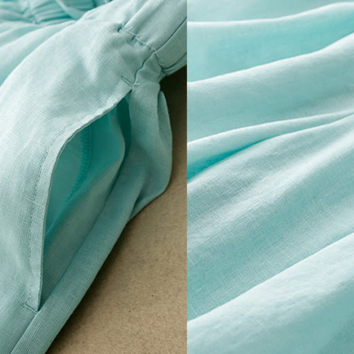 Buddha Stones夏用 伸縮性ウエスト レディース カプリ クロップド ワイドレッグパンツ ポケット付き - image 2