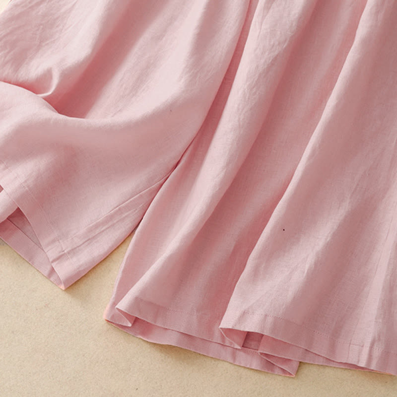 Buddha Stones夏用 伸縮性ウエスト レディース カプリ クロップド ワイドレッグパンツ ポケット付き - image 8