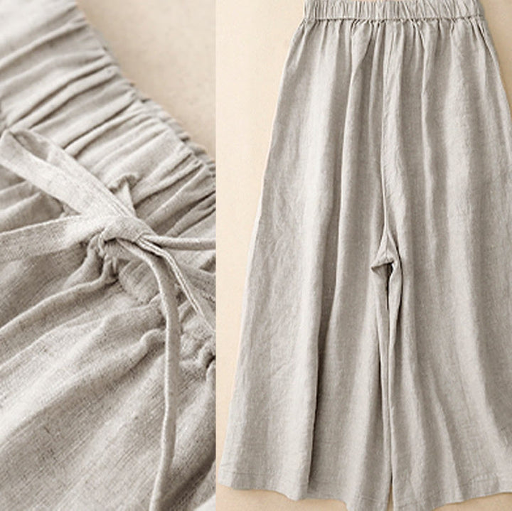 Buddha Stones夏用 伸縮性ウエスト レディース カプリ クロップド ワイドレッグパンツ ポケット付き - image 18