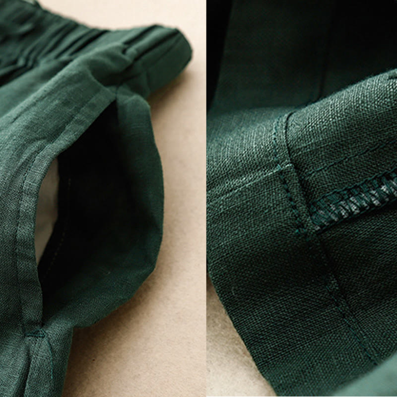 Buddha Stones夏用 伸縮性ウエスト レディース カプリ クロップド ワイドレッグパンツ ポケット付き - image 25