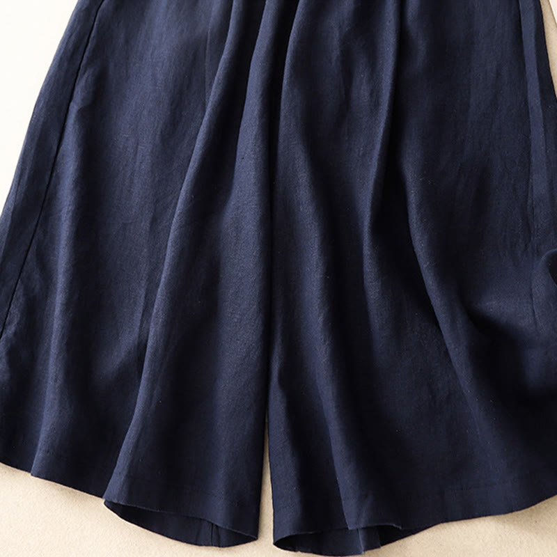 Buddha Stonesサマー エラスティックウエスト レディース カプリ丈 クロップド ワイドレッグパンツ ポケット付き - image 14
