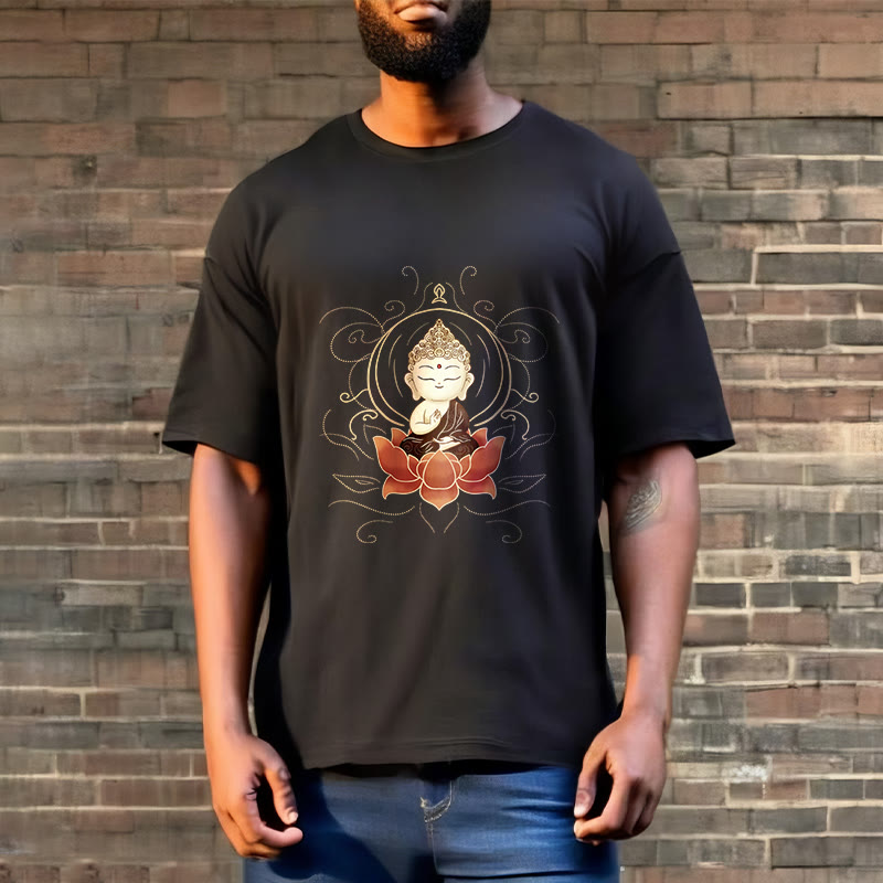 Buddha Stonesの静かな仏陀の蓮の模様Tシャツ - image 6