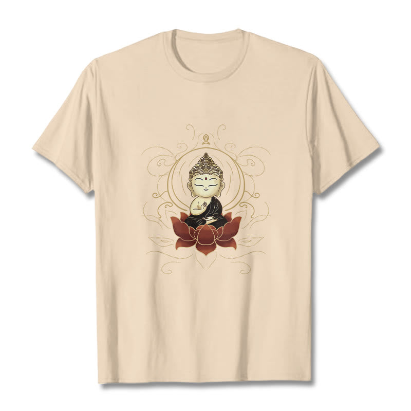 Buddha Stonesの静かな仏陀の蓮の模様Tシャツ - ビスク - 2XL - image 11