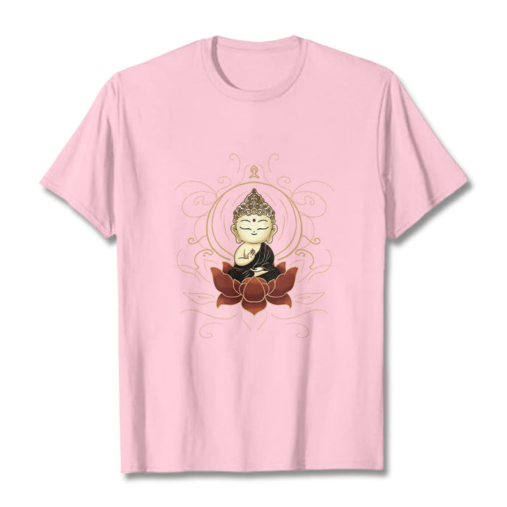 Buddha Stonesの静かな仏陀の蓮の模様Tシャツ - ライトピンク - 2XL - image 13