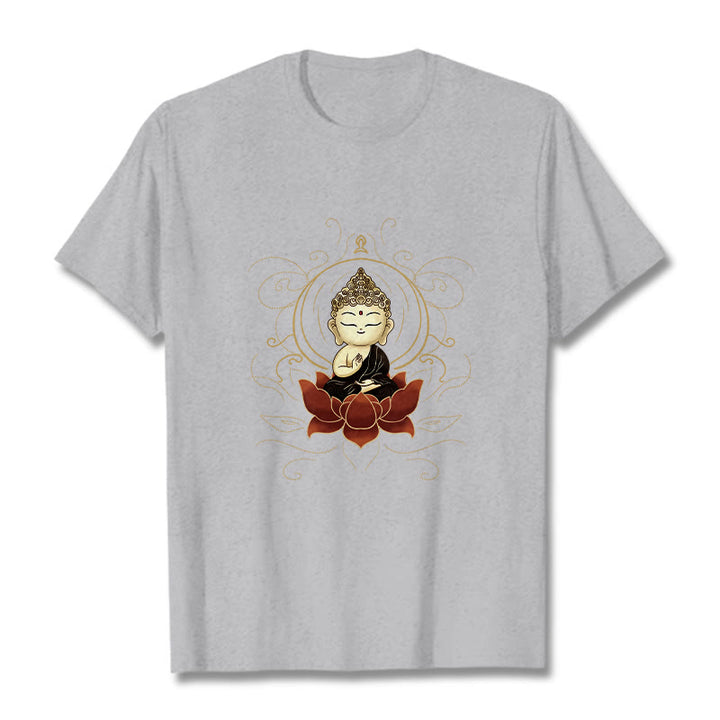 Buddha Stonesの静かな仏陀の蓮の模様Tシャツ - ライトグレー - 2XL - image 20
