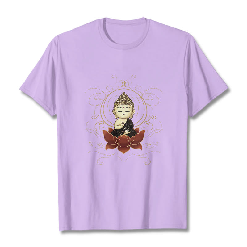 Buddha Stonesの静かな仏陀の蓮の模様Tシャツ - 梅 - 2XL - image 17
