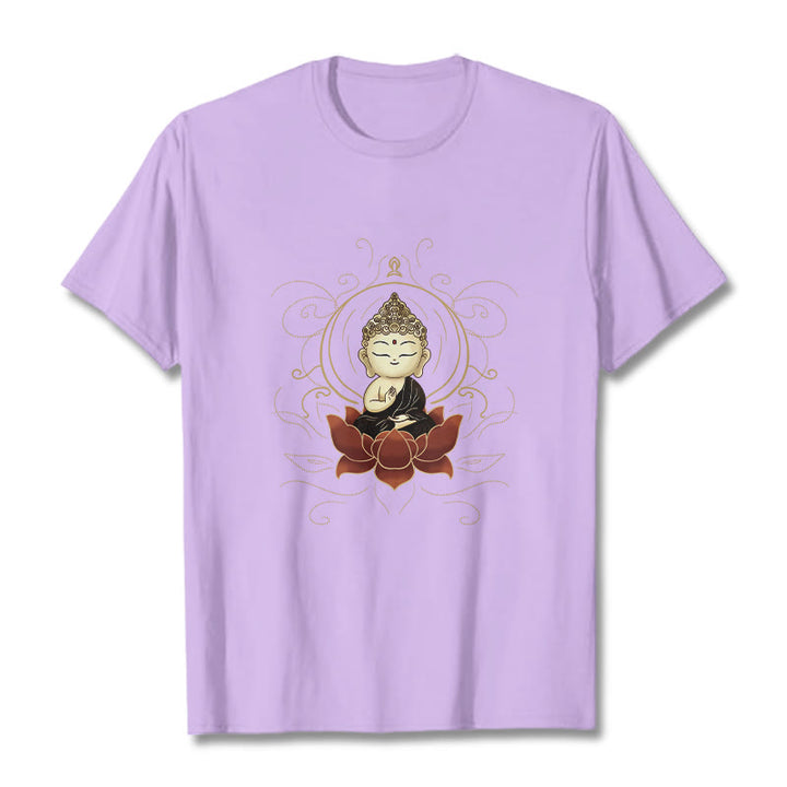 Buddha Stonesの静かな仏陀の蓮の模様Tシャツ - 梅 - 2XL - image 17