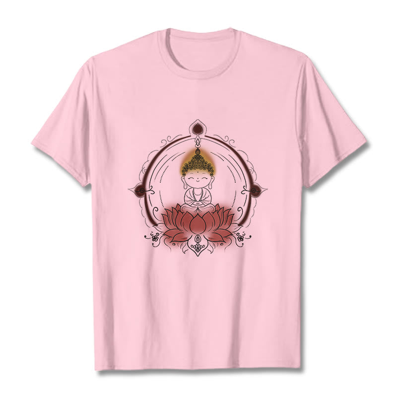 Buddha Stones喜びの仏陀 蓮の曼荼羅柄 Tシャツ - ライトピンク - 2XL - image 13
