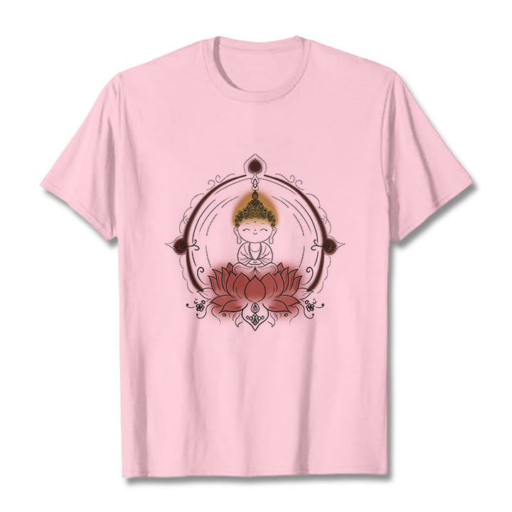 Buddha Stones喜びの仏陀 蓮の曼荼羅柄 Tシャツ - ライトピンク - 2XL - image 13