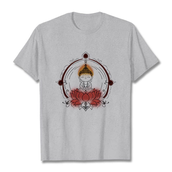 Buddha Stones喜びの仏陀 蓮の曼荼羅柄 Tシャツ - ライトグレー - 2XL - image 20