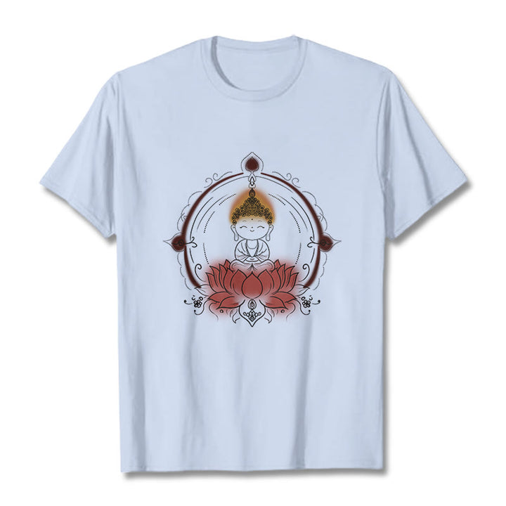 Buddha Stones喜びの仏陀 蓮の曼荼羅柄 Tシャツ - ライトシアン - 2XL - image 19
