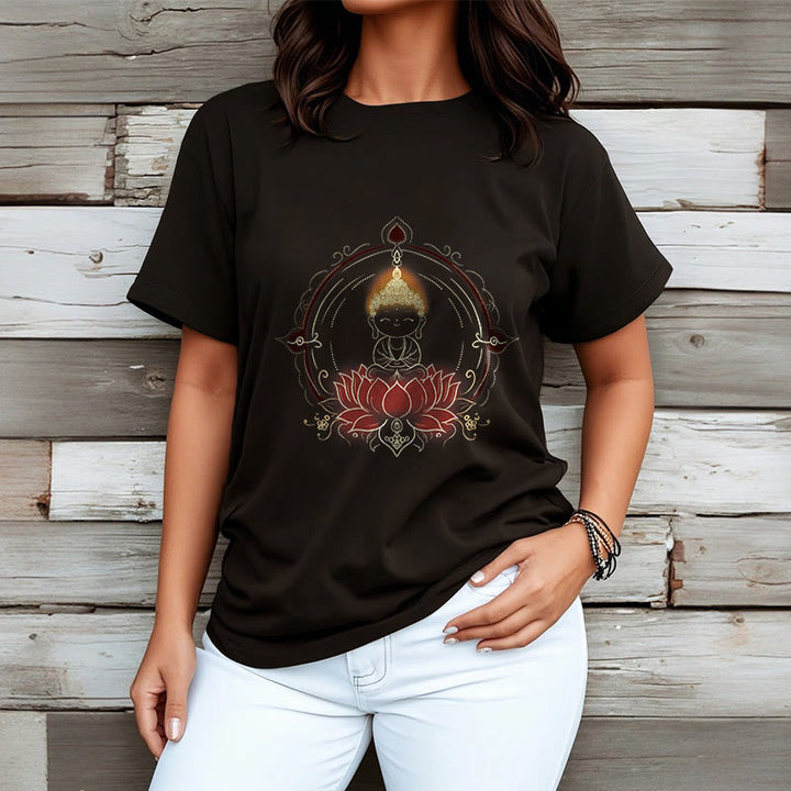 Buddha Stones喜びの仏陀 蓮の曼荼羅柄 Tシャツ - image 8