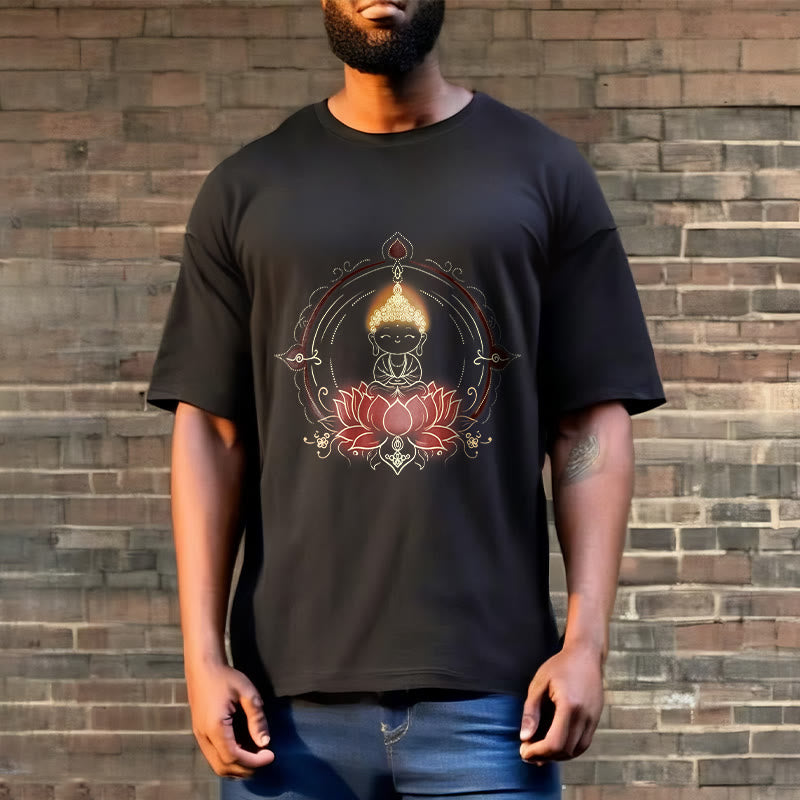 Buddha Stones喜びの仏陀 蓮の曼荼羅柄 Tシャツ - image 7