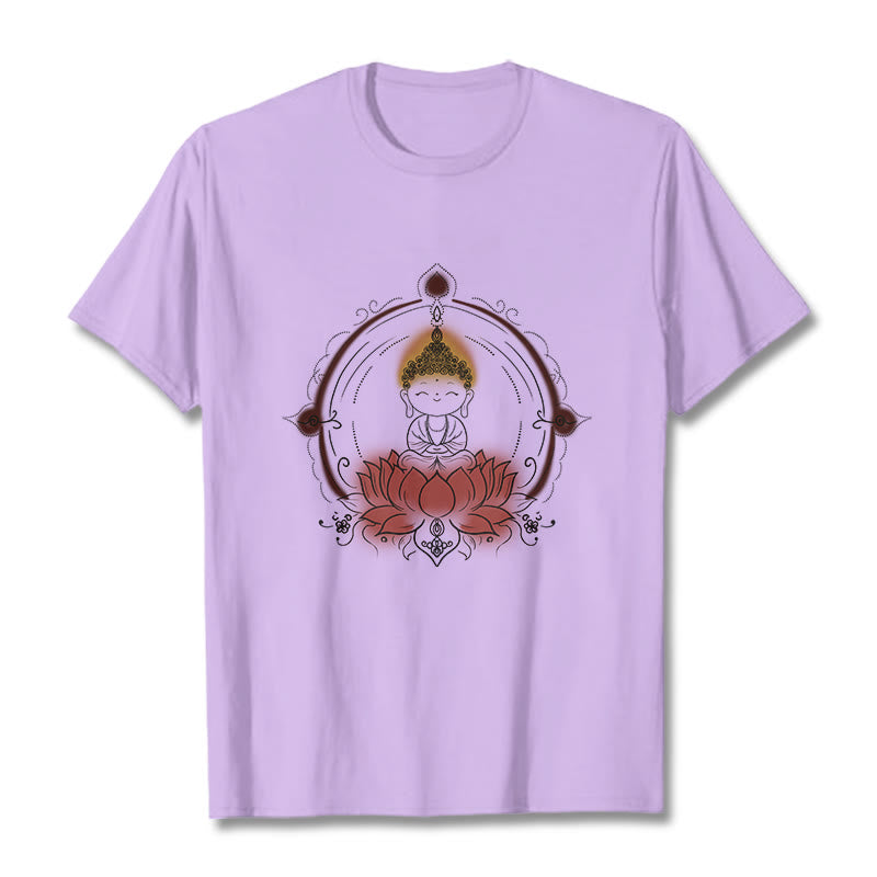 Buddha Stones喜びの仏陀 蓮の曼荼羅柄 Tシャツ - 梅 - 2XL - image 17
