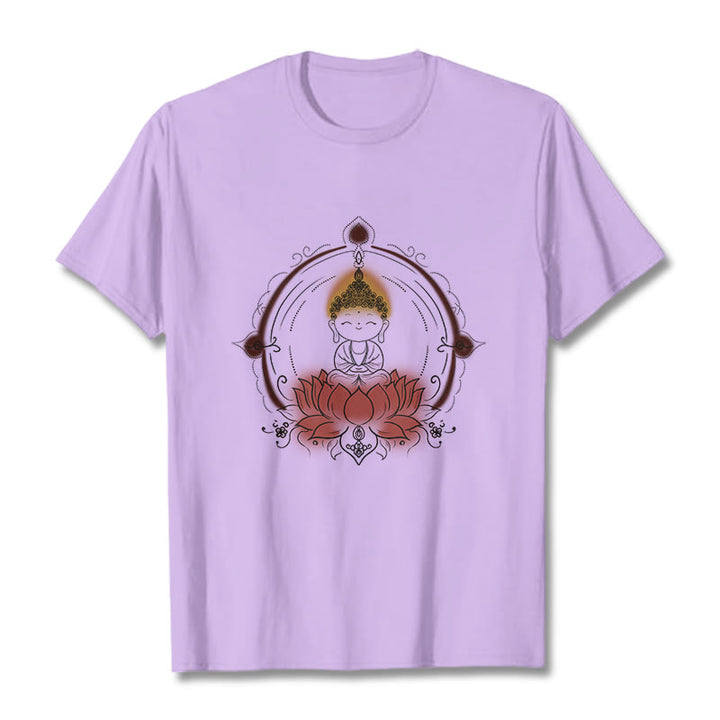 Buddha Stones喜びの仏陀 蓮の曼荼羅柄 Tシャツ - 梅 - 2XL - image 17