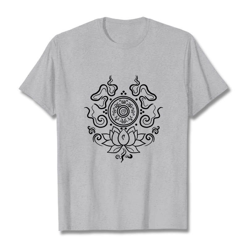 Buddha Stones法輪 蓮の花柄 Tシャツ - ライトグレー - 2XL - image 20