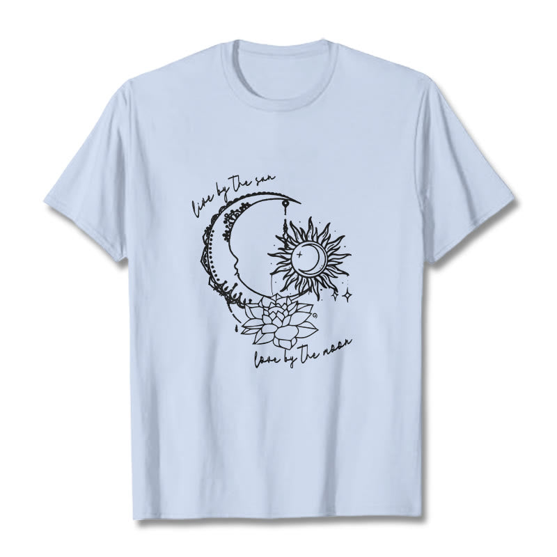 Buddha Stones、太陽、月、蓮の花柄Tシャツ - ライトシアン - 2XL - image 19
