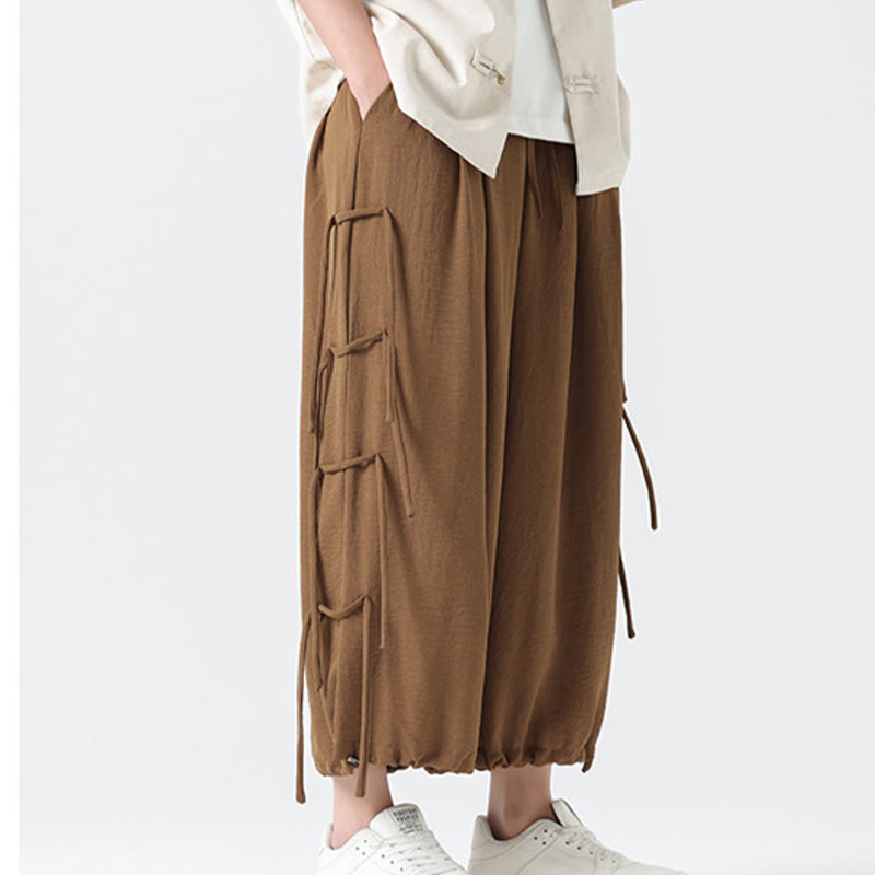 Buddha Stonesカジュアル ルーズ ストラップデザイン ウエストロープ メンズ 7-8丈 スパンデックスパンツ ポケット付き - image 35