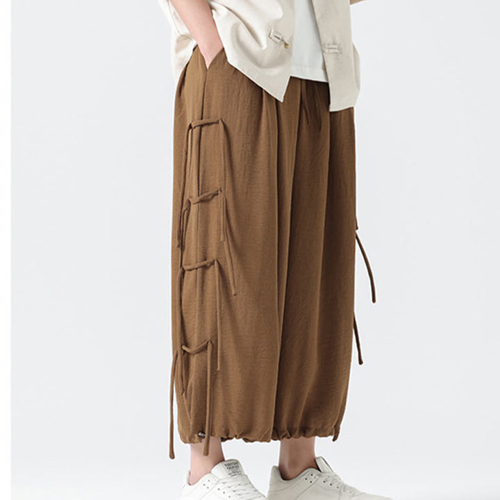 Buddha Stonesカジュアル ルーズ ストラップデザイン ウエストロープ メンズ 7-8丈 スパンデックスパンツ ポケット付き - image 35