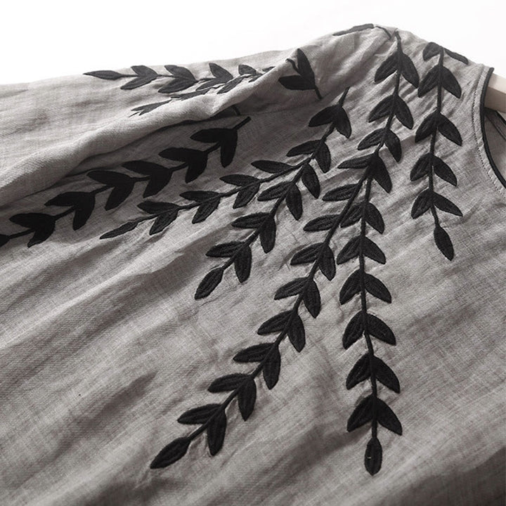 Buddha Stonesカジュアル 刺繍 スプリット 七分袖 コットンリネン ミディドレス - image 13