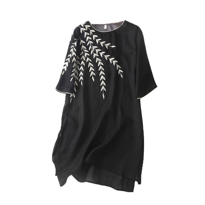 Buddha Stonesカジュアル 刺繍 スプリット 七分袖 コットンリネン ミディドレス - image 10