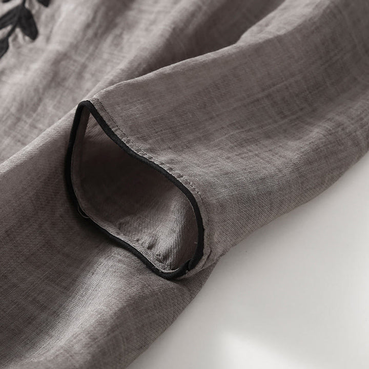 Buddha Stonesカジュアル 刺繍 スプリット 七分袖 コットンリネン ミディドレス - image 14