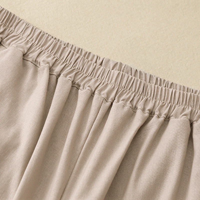 Buddha Stones無地 レースステッチ コットンリネン レディース ワイドレッグパンツ ポケット付き - image 12