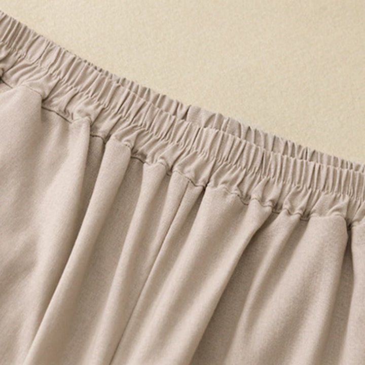 Buddha Stones無地 レースステッチ コットンリネン レディース ワイドレッグパンツ ポケット付き - image 12