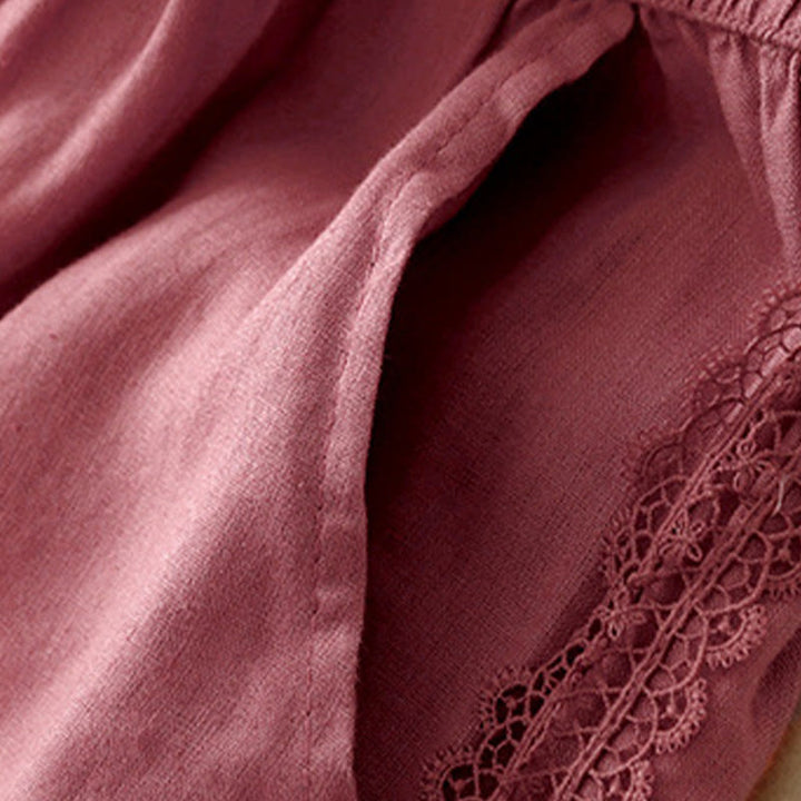 Buddha Stones無地 レースステッチ コットンリネン レディース ワイドレッグパンツ ポケット付き - image 15