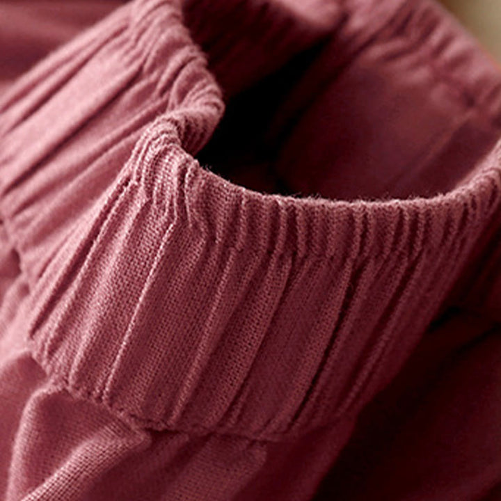 Buddha Stones無地 レースステッチ コットンリネン レディース ワイドレッグパンツ ポケット付き - image 16