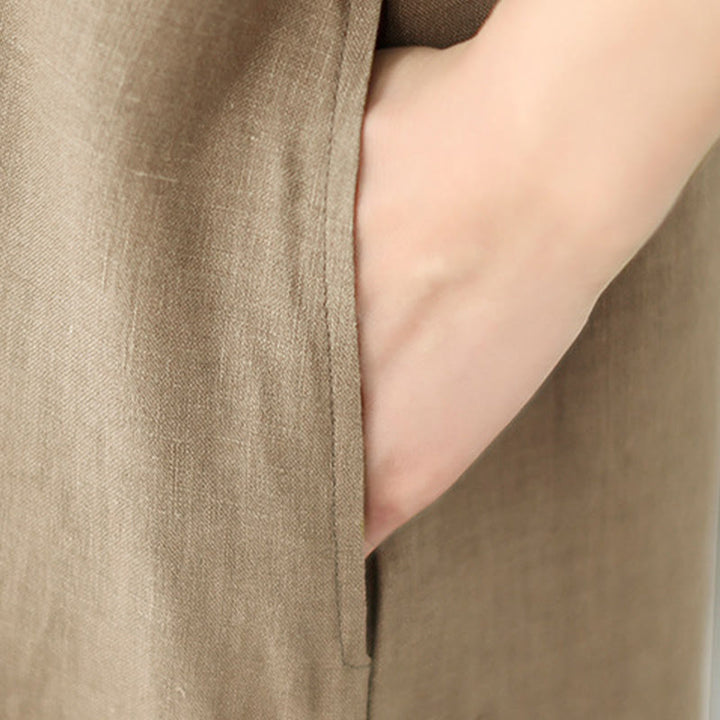 Buddha Stonesヴィンテージ刺繍 七分袖 コットンリネン ミディドレス ポケット付き - image 7