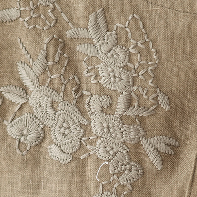 Buddha Stonesヴィンテージ刺繍 七分袖 コットンリネン ミディドレス ポケット付き - image 8