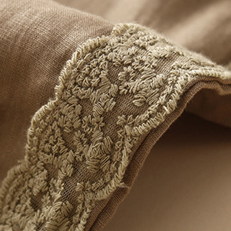 Buddha Stonesプレーンレース レディース ハーレム コットンリネン パンツ ポケット付き - image 1