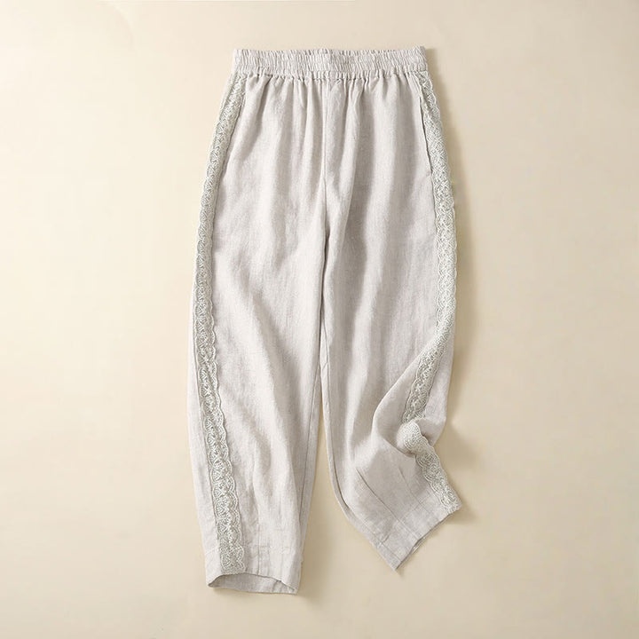 Buddha Stonesプレーンレース レディース ハーレム コットンリネン パンツ ポケット付き - ホワイトスモーク - US8-10，UK/AU12-14，EU40-42 (2XL) - image 10