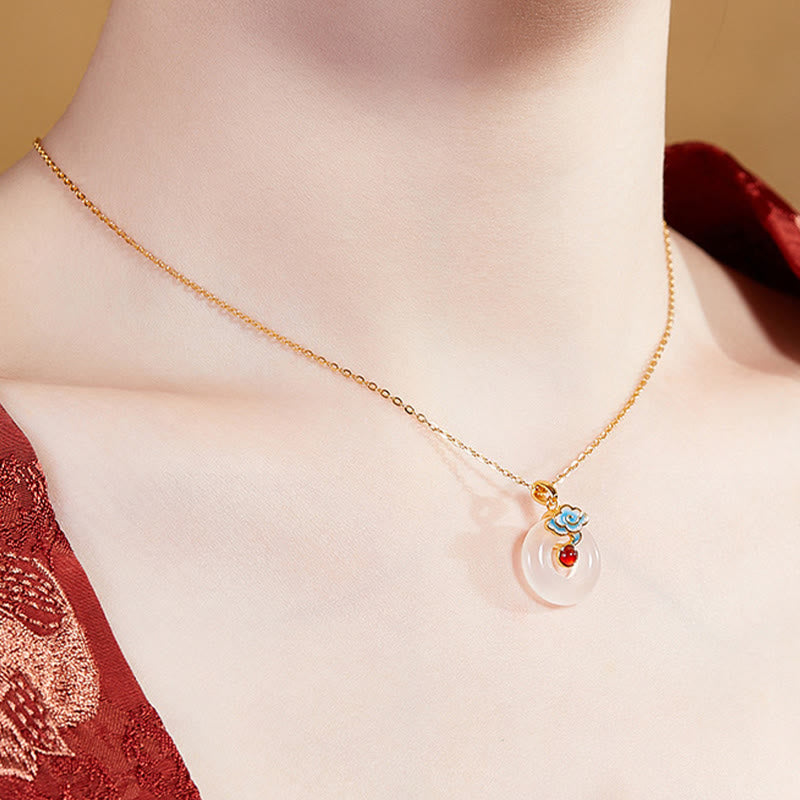 Buddha Stones 925スターリングシルバー平和のお守りチャームクラウド カルセドニー ネックレス ハーモニーペンダント - image 9