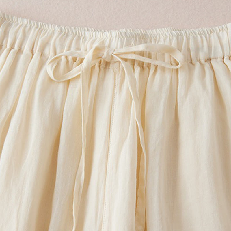 Buddha Stonesカジュアル裏地デザイン コットン レディース 7-8丈 ワイドレッグパンツ ポケット付き - image 3