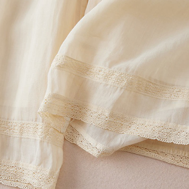 Buddha Stonesカジュアル裏地デザイン コットン レディース 7-8丈 ワイドレッグパンツ ポケット付き - image 6