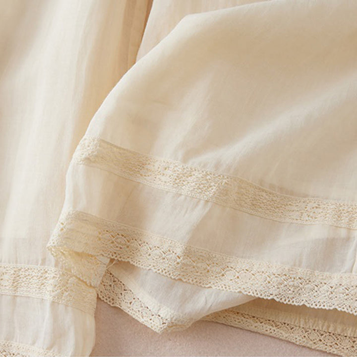 Buddha Stonesカジュアル裏地デザイン コットン レディース 7-8丈 ワイドレッグパンツ ポケット付き - image 2