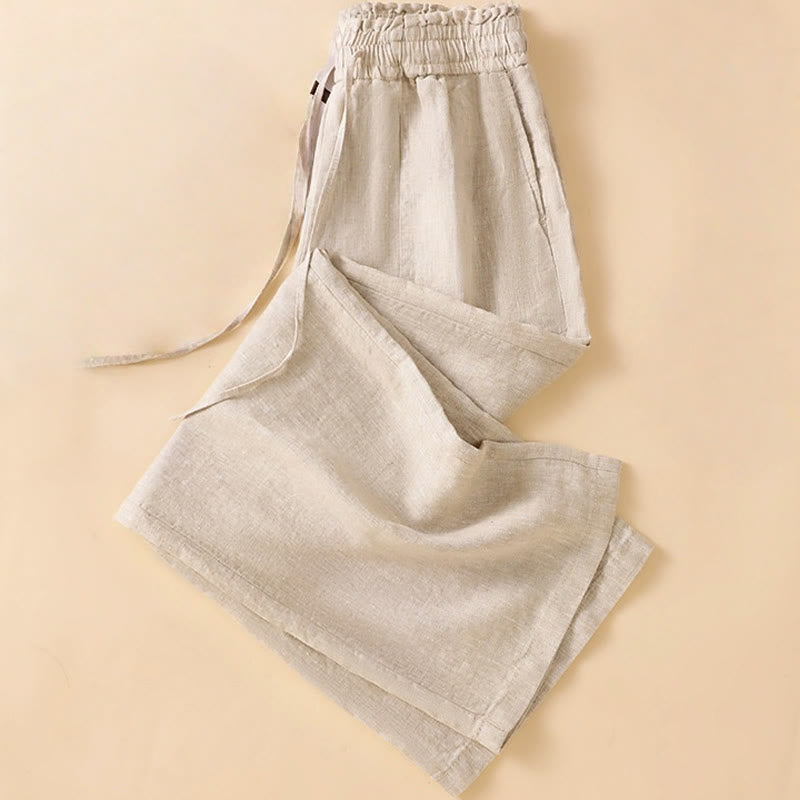 Buddha Stonesカジュアル ストレートレッグデザイン コットン レディース 7-8丈 ワイドレッグパンツ ポケット付き - image 2