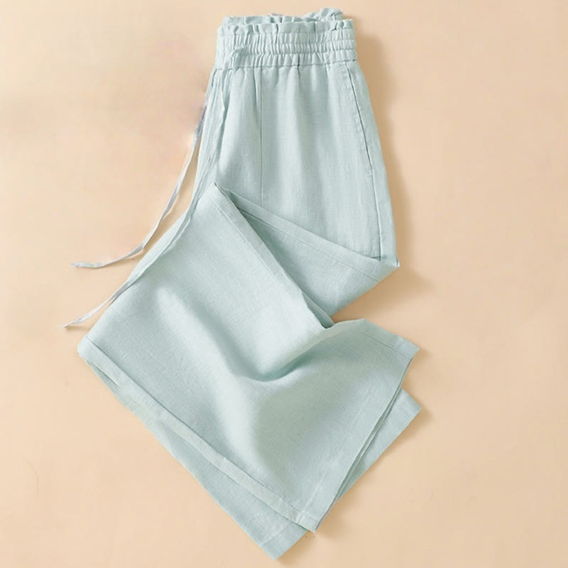 Buddha Stonesカジュアル ストレートレッグデザイン コットン レディース 7-8丈 ワイドレッグパンツ ポケット付き - image 9