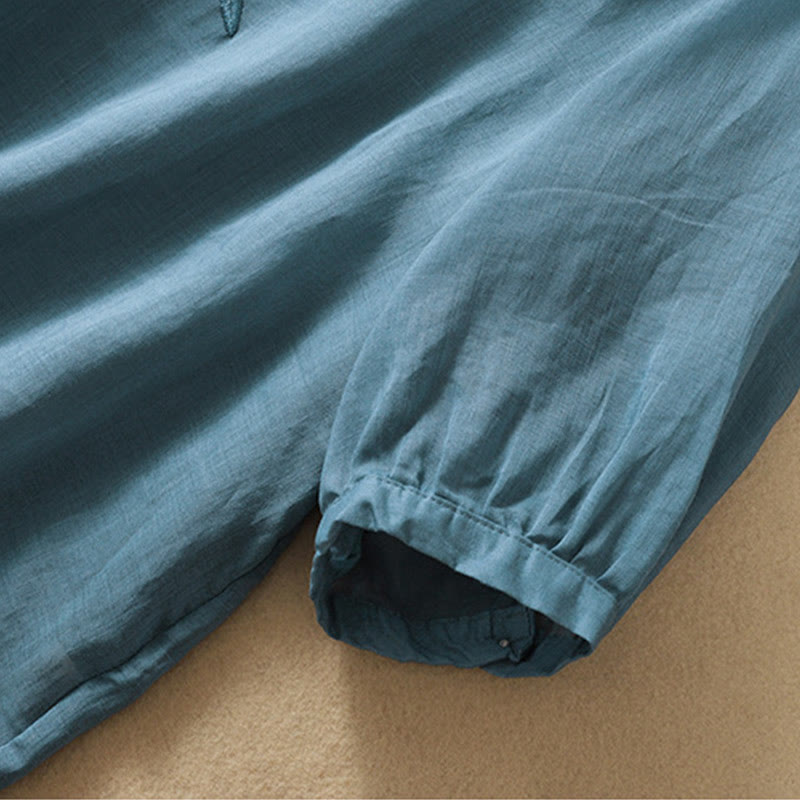 Buddha Stones刺繍の葉っぱ柄レディース半袖Tシャツ - image 36