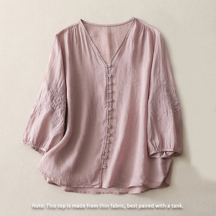 Buddha Stones刺繍入りボタンダウンレディースシャツ - image 17