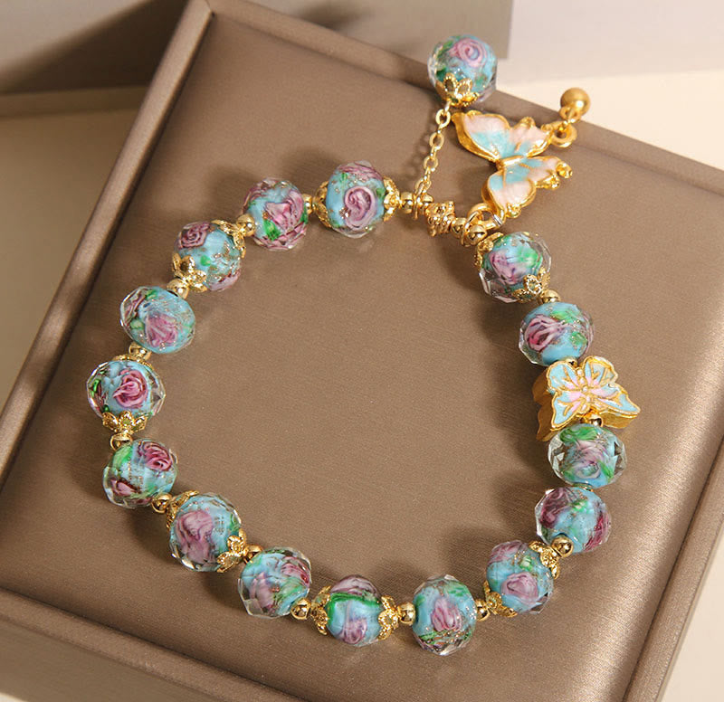 Buddha Stonesチャームローズフラワーリウリブレスレット - image 6