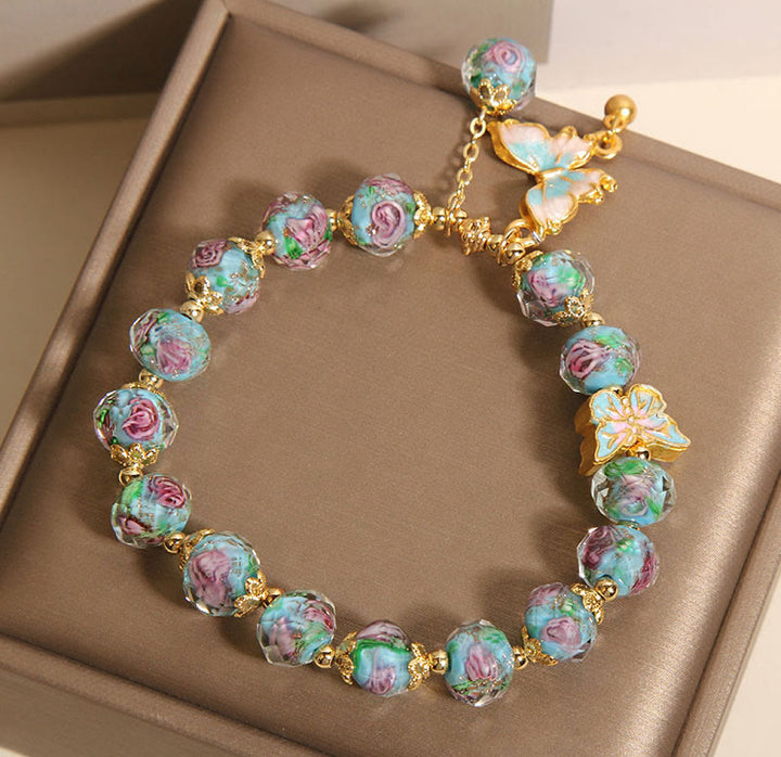 Buddha Stonesチャームローズフラワーリウリブレスレット - image 6