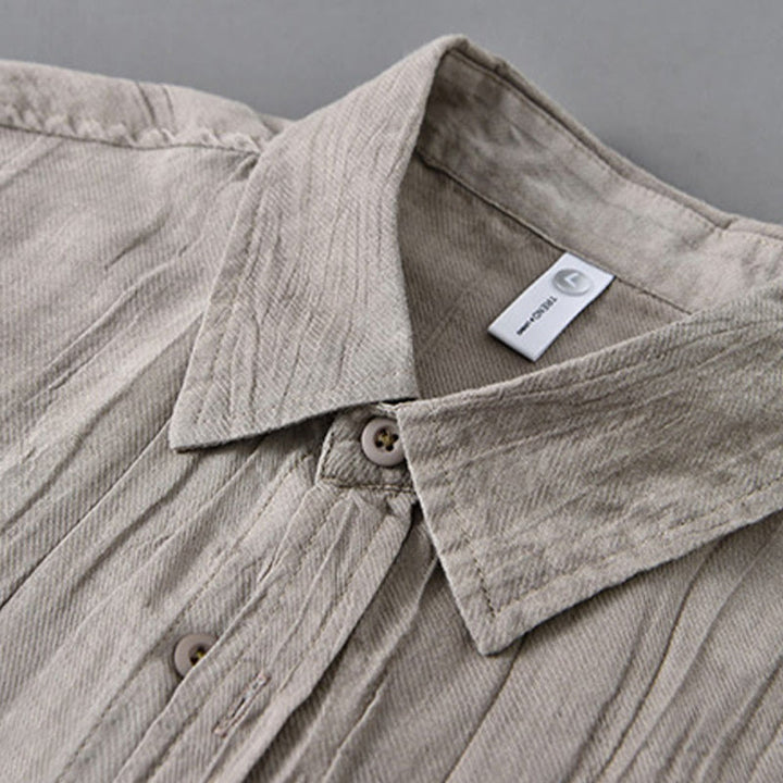 Buddha Stonesレトロプリーツボタン メンズ 長袖 ラミーリネン 長袖シャツ ポケット付き - image 11