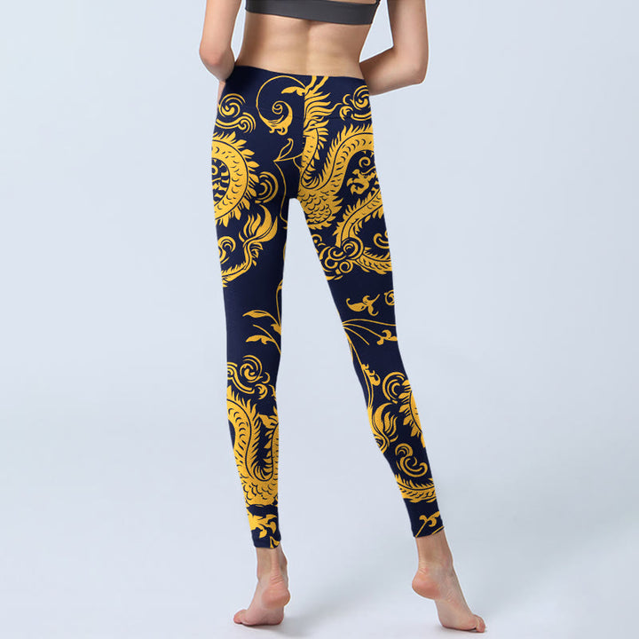 Buddha Stonesゴールデンドラゴン ヴァインプリント ジムレギンス レディース ヨガパンツ - image 7